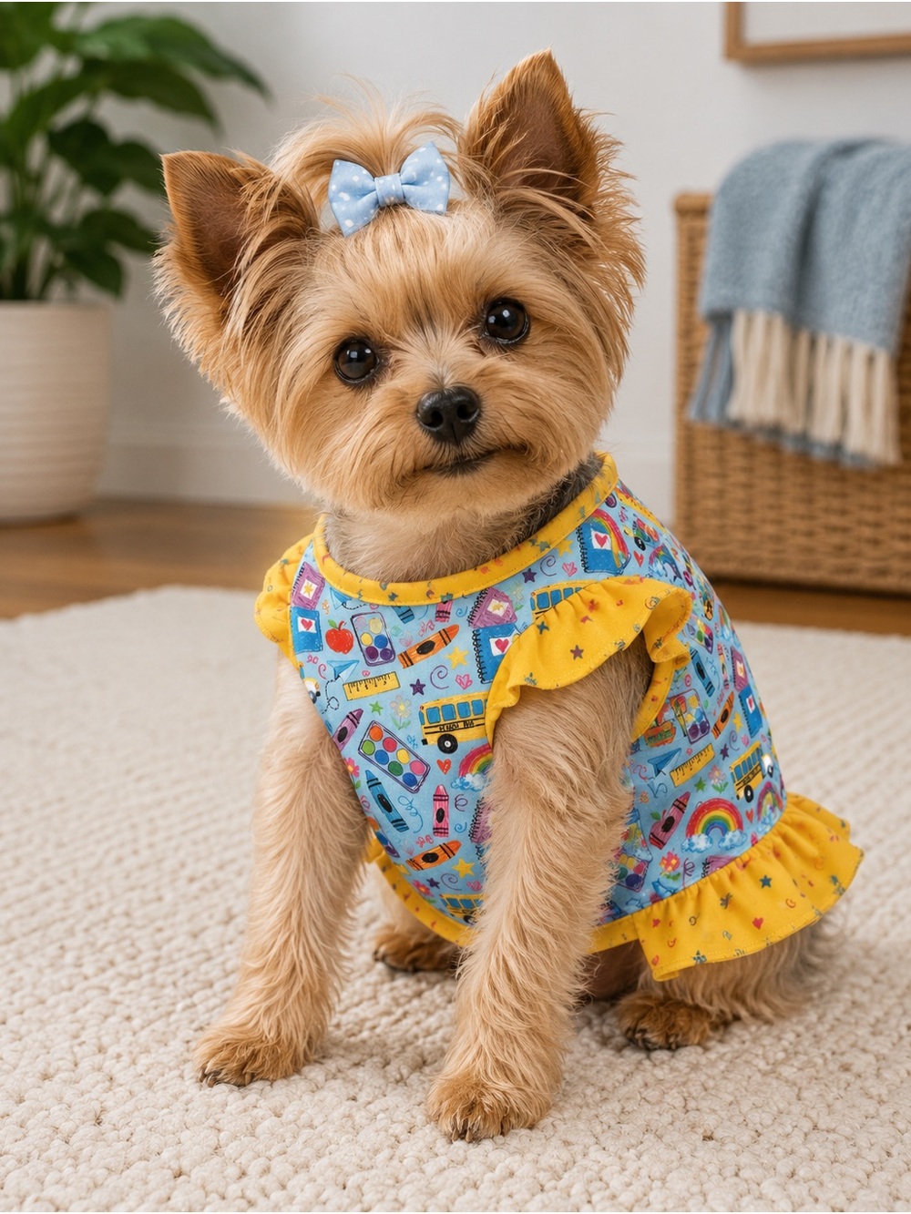 Griffy & Drake Back to School Ruffle Dog Shirt Small 7-10 Lbs NWT